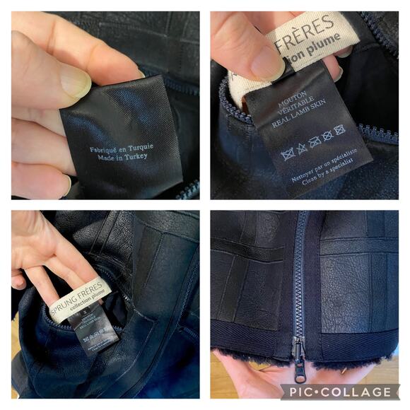 Sprung Freres Reversible Lamb Leather Fur Hooded Coat Sherpa Hood S MSRP $4500 - Picture 5 of 16